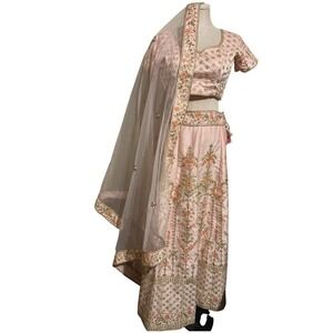 Elegant Blush Gold Embroidered Lehenga